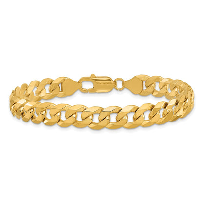 10K Yellow Gold 8.25mm Flat Beveled Curb Chain Bracelet