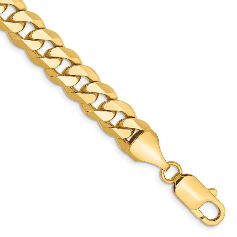 10K Yellow Gold 8.25mm Flat Beveled Curb Chain Bracelet