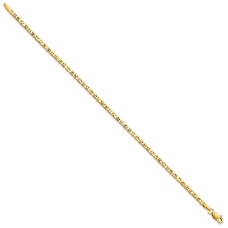 10K Yellow Gold 2.4mm Flat Anchor Chain Bracelet