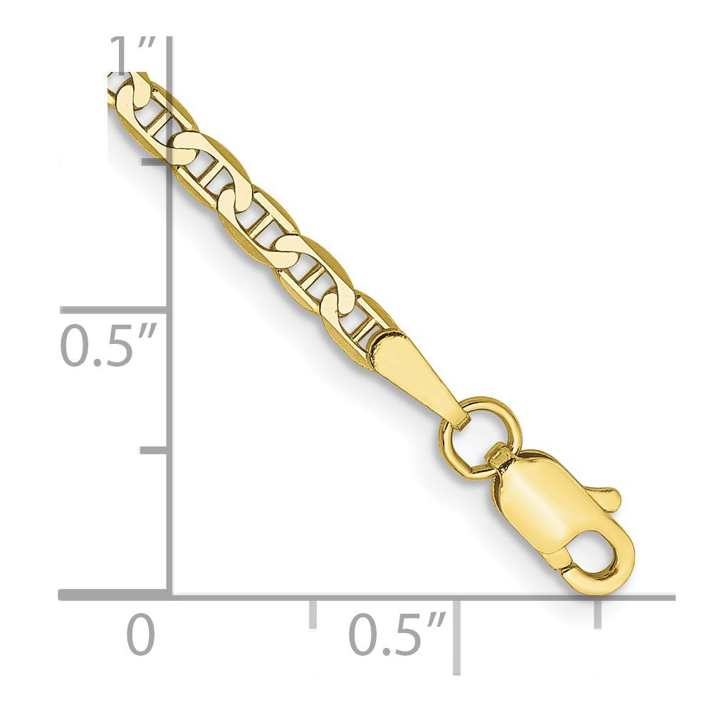 10K Yellow Gold 2.4mm Flat Anchor Chain Bracelet