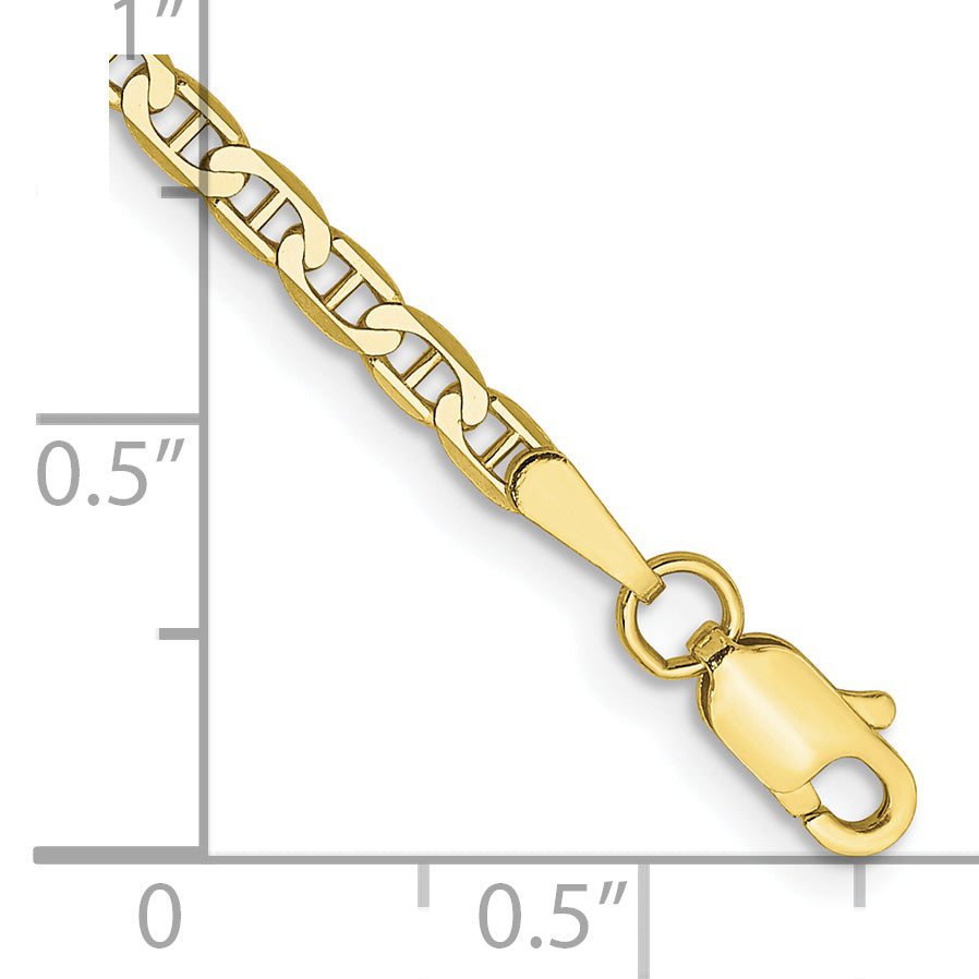 9 Inch 10K 2.4mm Flat Anchor Chain Anklet