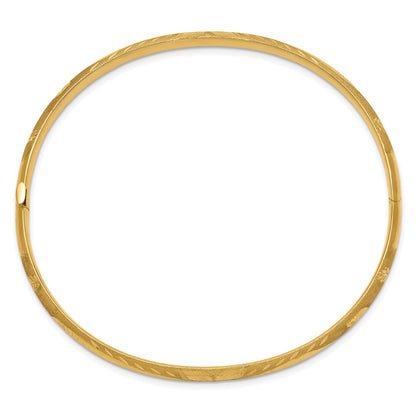 10K Yellow Gold 3/16 Florentine Engraved Hinged Bangle Bracelet