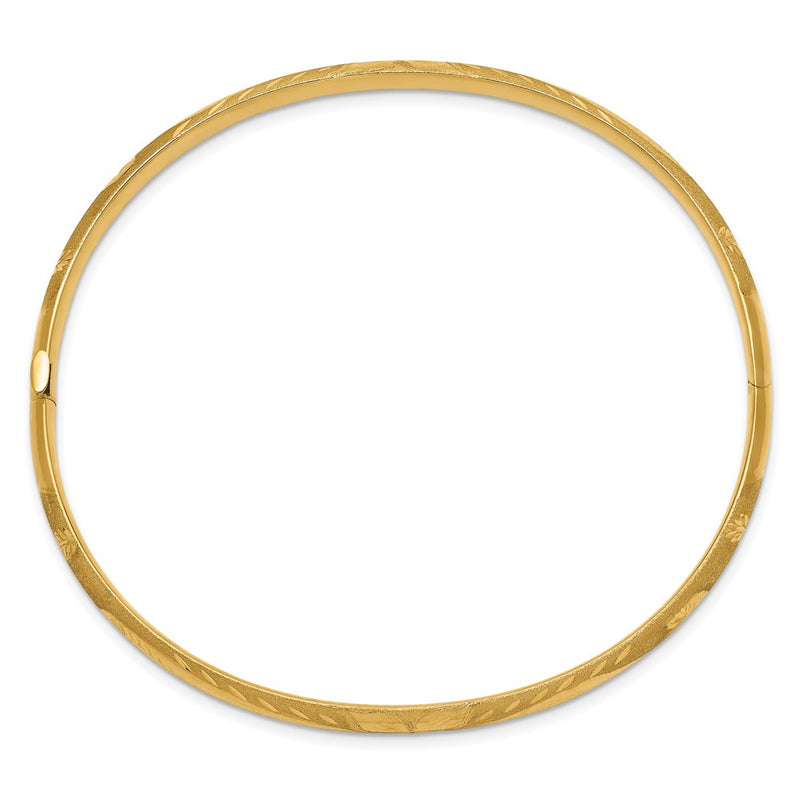10K Yellow Gold 3/16 Florentine Engraved Hinged Bangle Bracelet