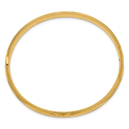 10K Yellow Gold 4/16 Florentine Engraved Hinged Bangle Bracelet