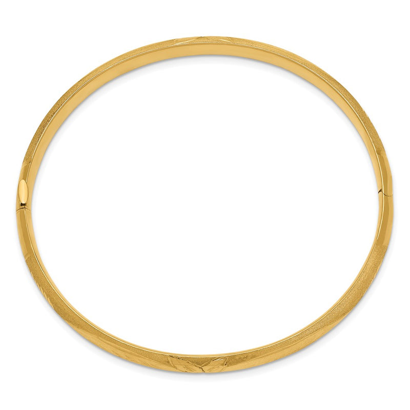 10K Yellow Gold 4/16 Florentine Engraved Hinged Bangle Bracelet