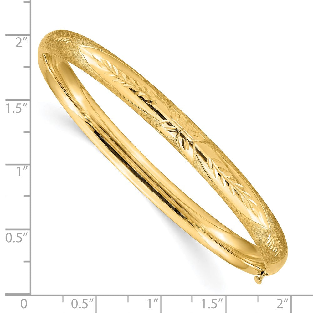 10K Yellow Gold 4/16 Florentine Engraved Hinged Bangle Bracelet
