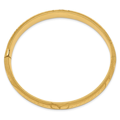 10K Yellow Gold 7/16 Florentine Engraved Hinged Bangle Bracelet