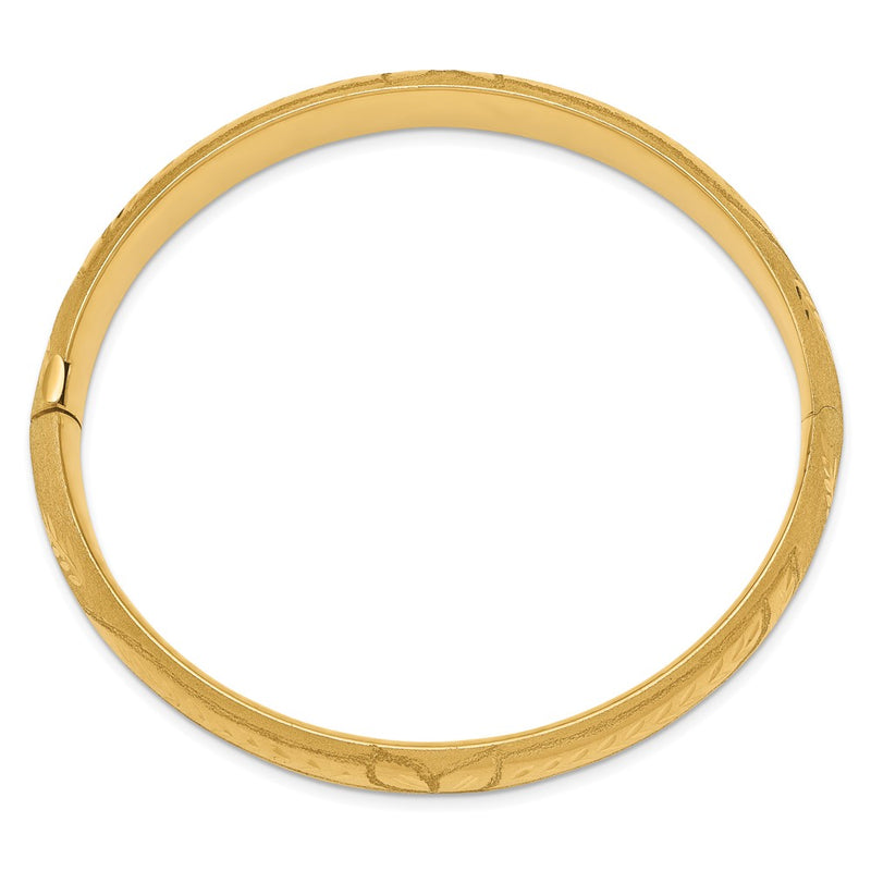 10K Yellow Gold 7/16 Florentine Engraved Hinged Bangle Bracelet