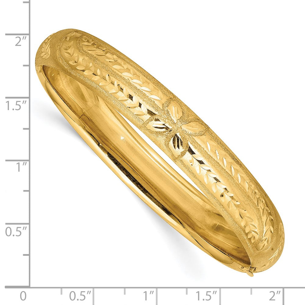 10K Yellow Gold 7/16 Florentine Engraved Hinged Bangle Bracelet