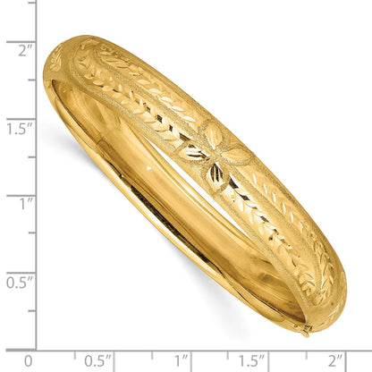 10K Yellow Gold 7/16 Florentine Engraved Hinged Bangle Bracelet