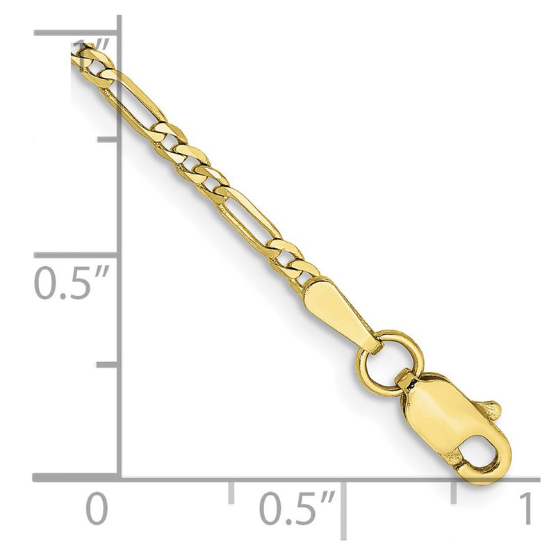 10K Yellow Gold 1.75mm Flat Figaro Chain Bracelet