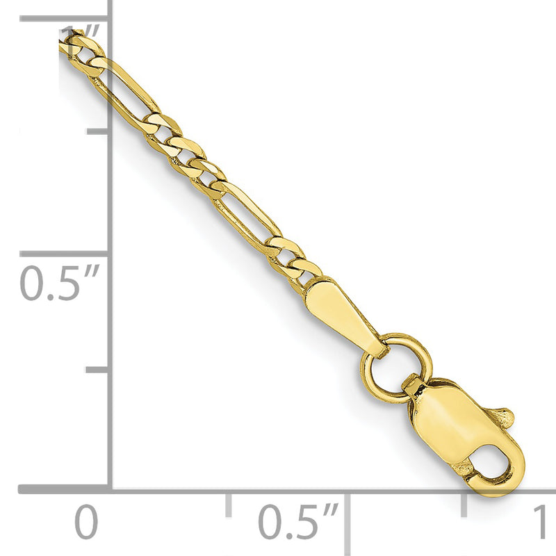 10K Yellow Gold 1.75mm Flat Figaro Chain Anklet