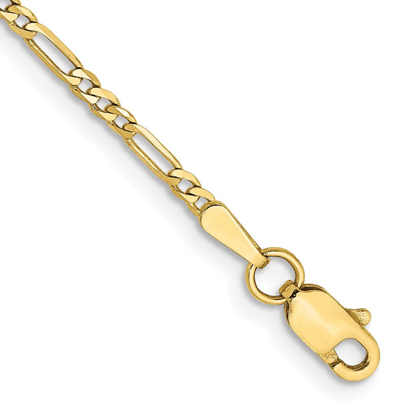 10K Yellow Gold 1.75mm Flat Figaro Chain Bracelet