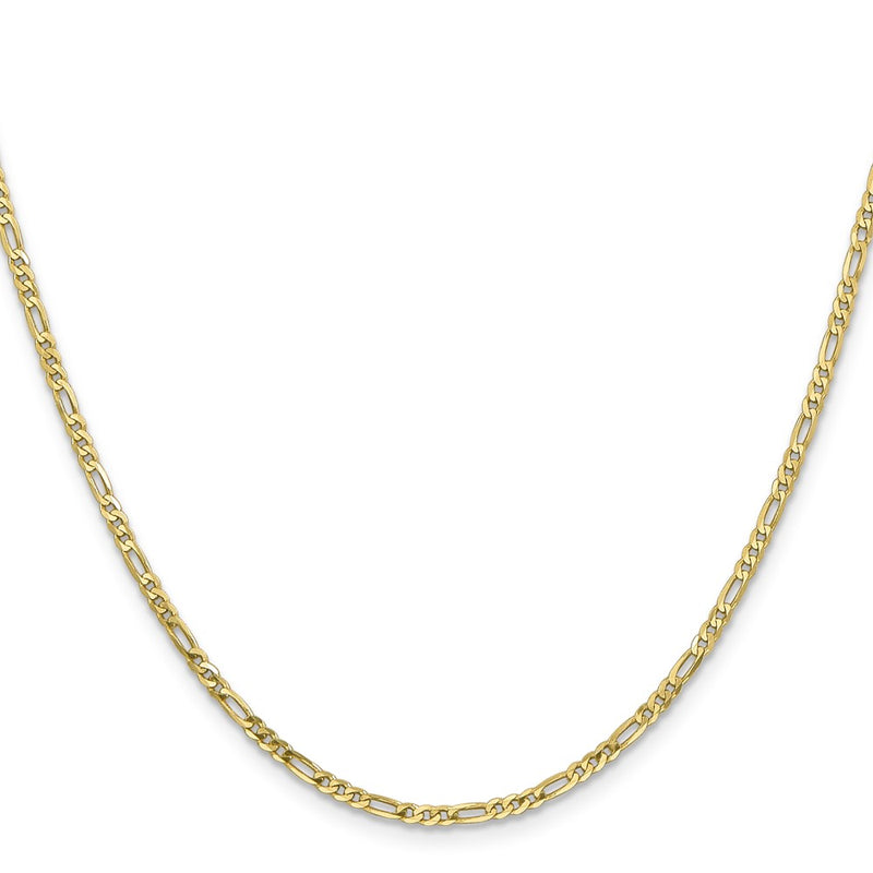 10K Yellow Gold 2.2mm Flat Figaro Chain Necklace