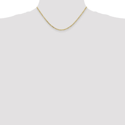 16 Inch 10K 2.2mm Flat Figaro Chain Necklace