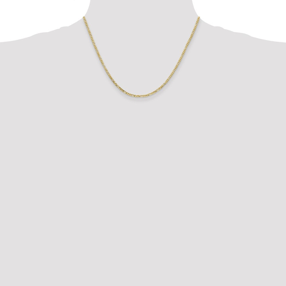 10K Yellow Gold 2.2mm Flat Figaro Chain Necklace