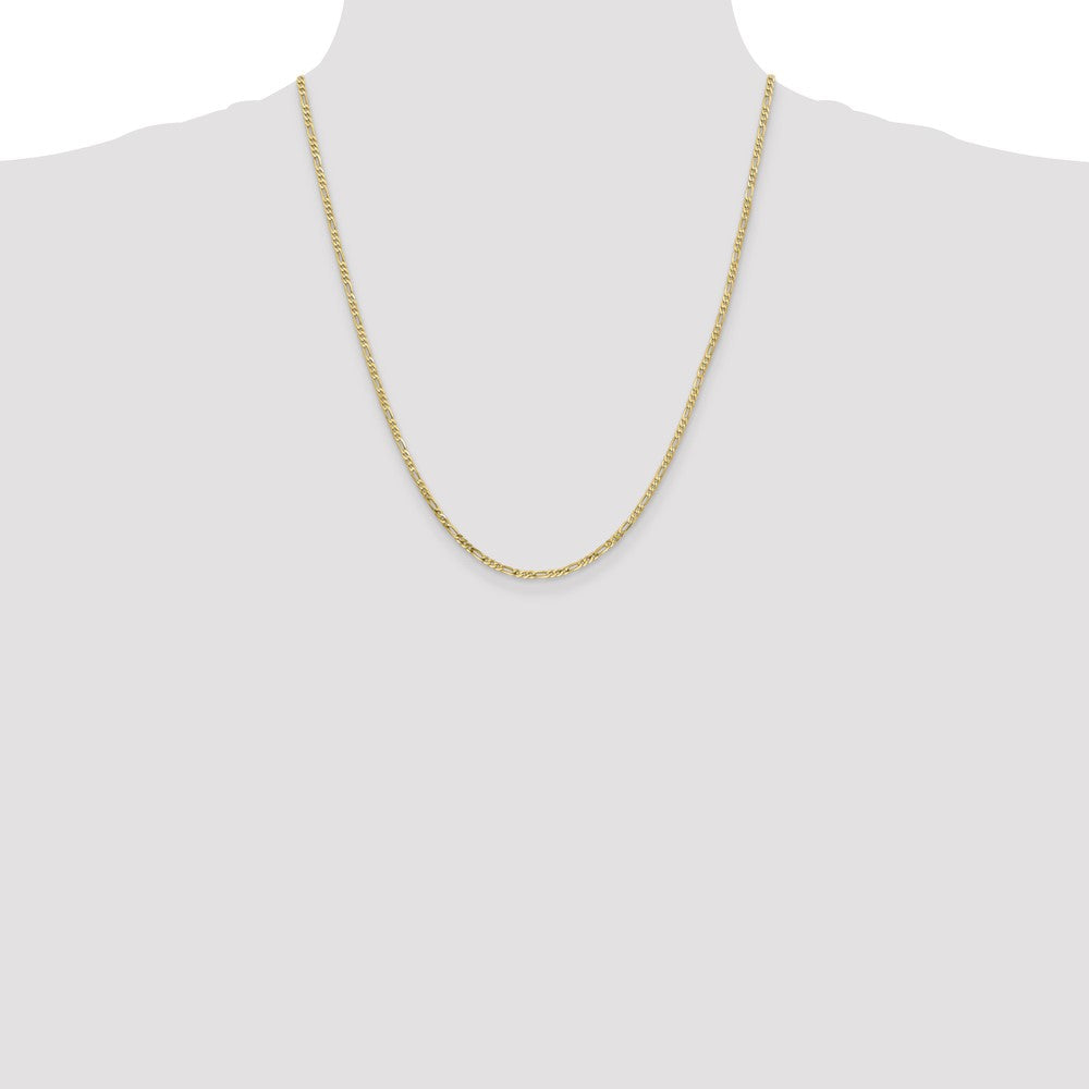 22 Inch 10K 2.2mm Flat Figaro Chain Necklace