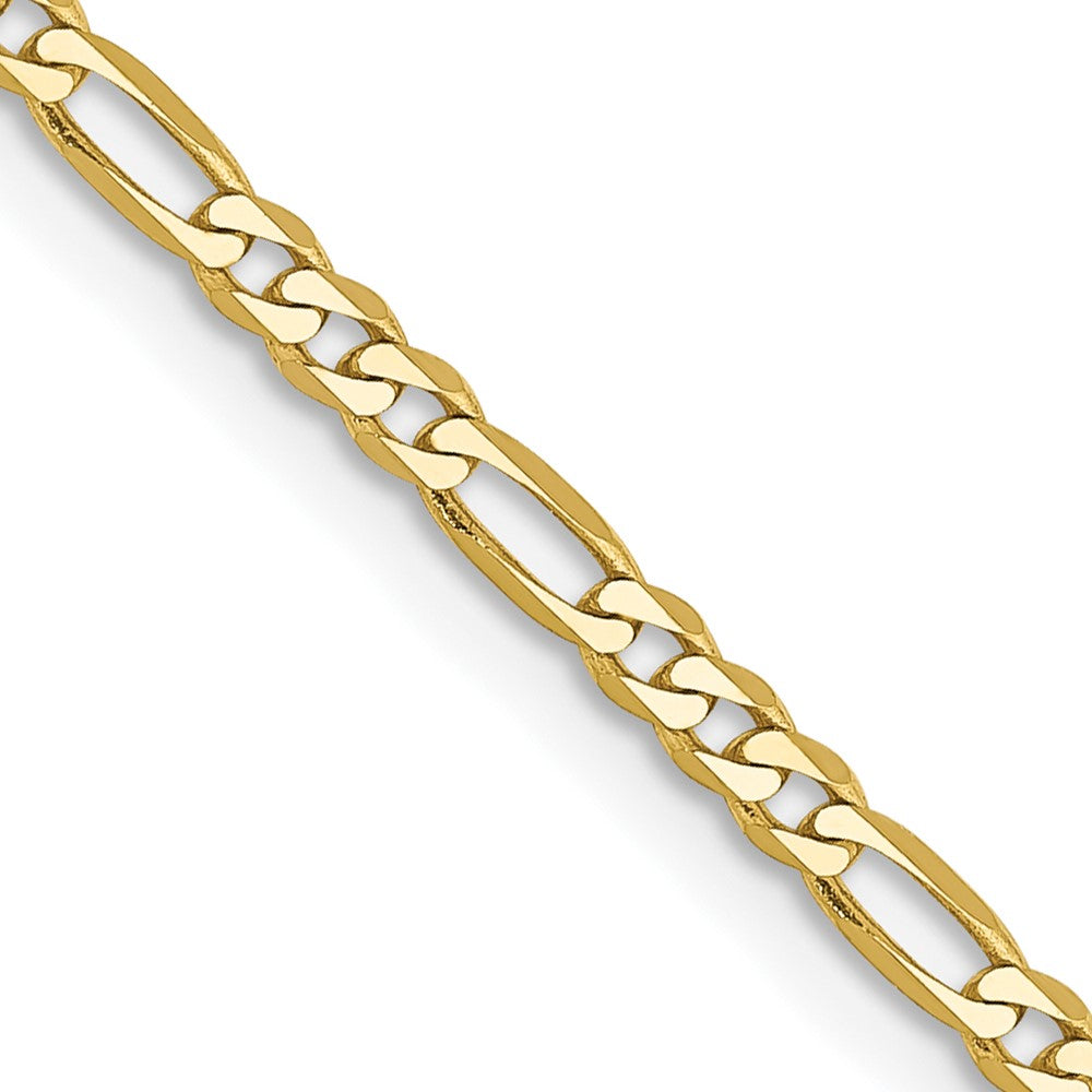22 Inch 10K 2.2mm Flat Figaro Chain Necklace