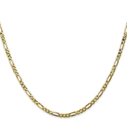 10K Yellow Gold 2.75mm Flat Figaro Chain Necklace