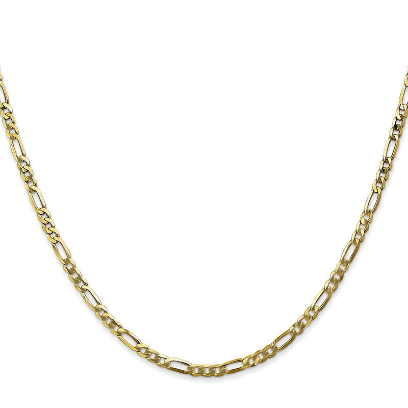 10K Yellow Gold 2.75mm Flat Figaro Chain Necklace