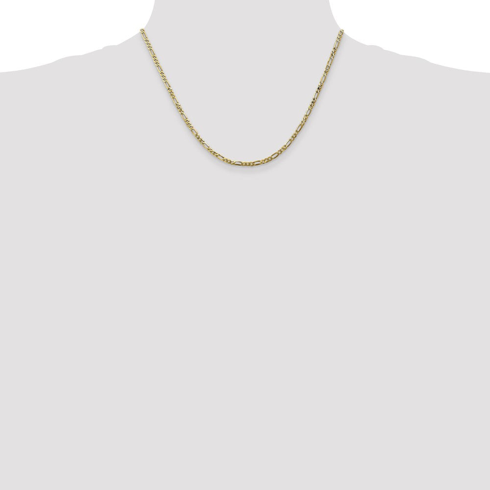 10K Yellow Gold 2.75mm Flat Figaro Chain Necklace