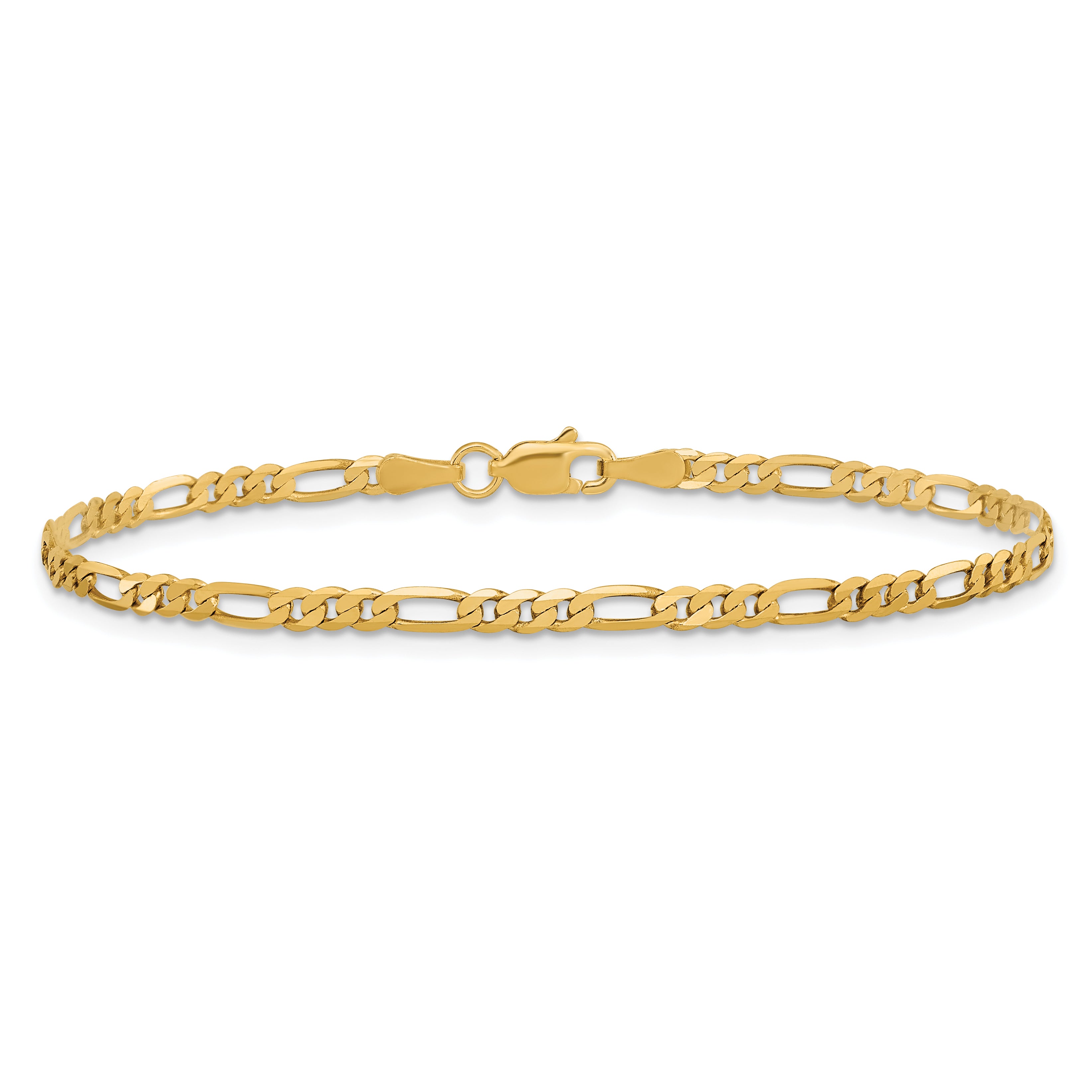10K Yellow Gold 2.75mm Flat Figaro Chain