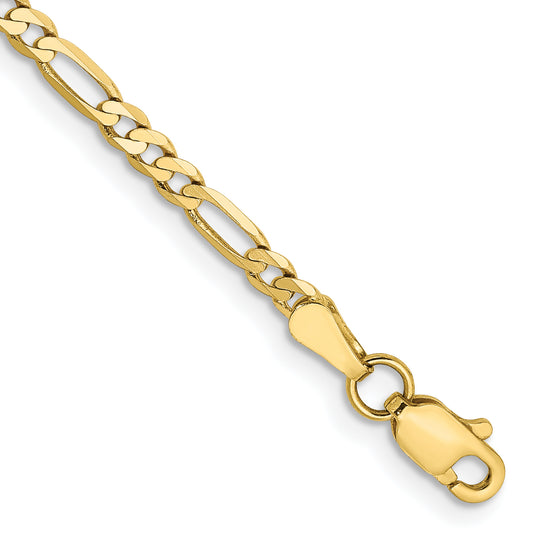 10K Yellow Gold 2.75mm Flat Figaro Chain