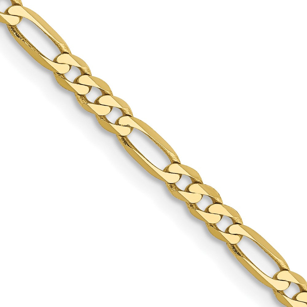 10K Yellow Gold 2.75mm Flat Figaro Chain Necklace
