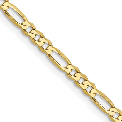 10K Yellow Gold 2.75mm Flat Figaro Chain Necklace