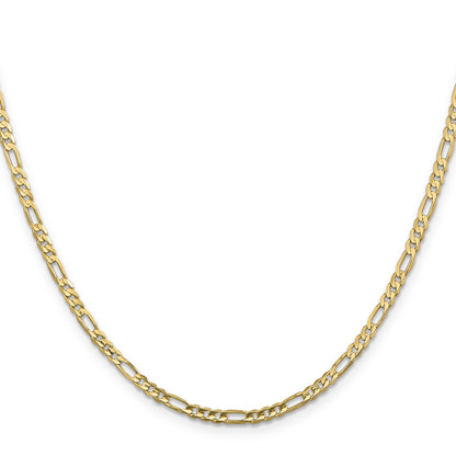 10K Yellow Gold 10K 3mm Flat Figaro Chain
