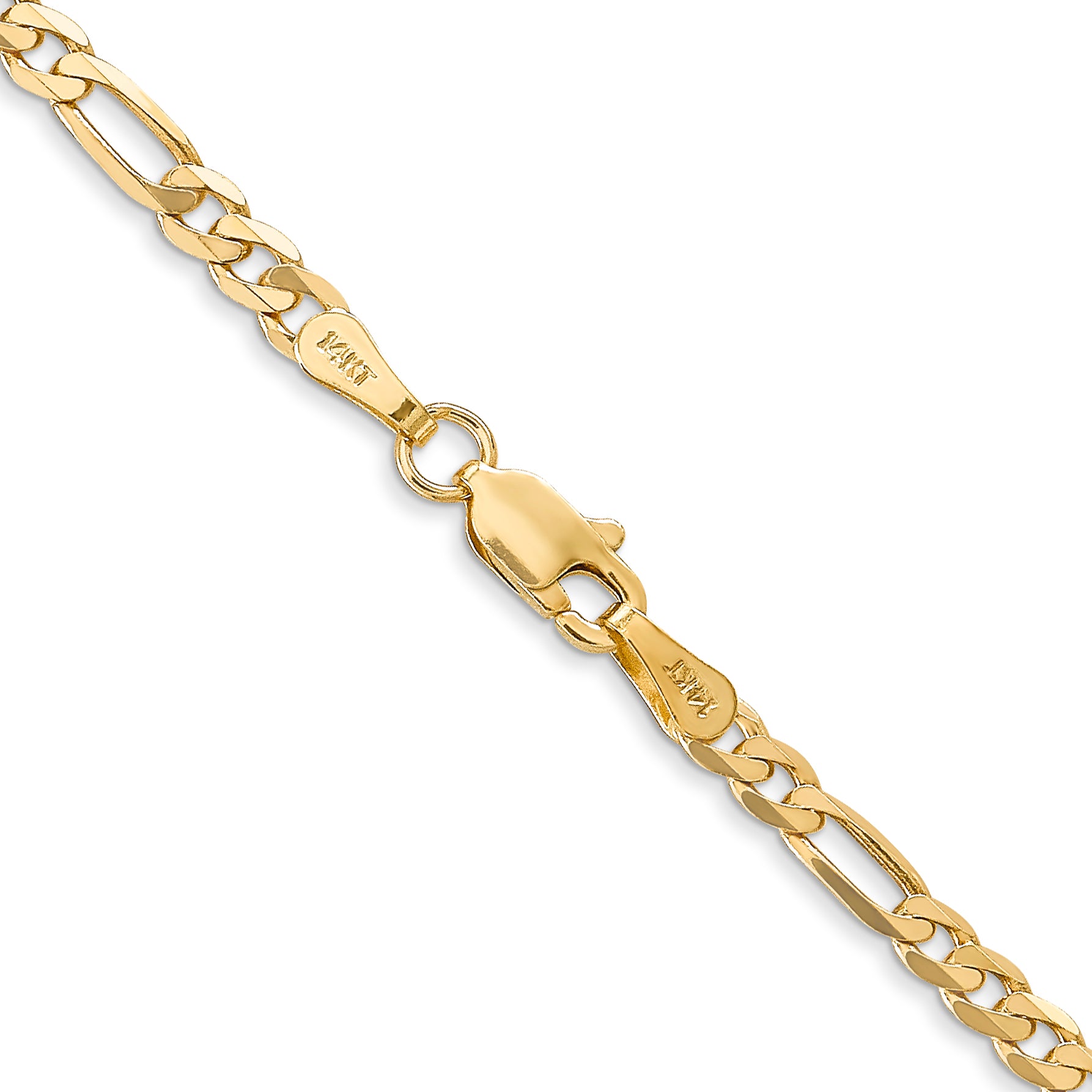 10K Yellow Gold 10K 3mm Flat Figaro Chain