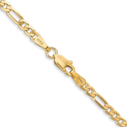 10K Yellow Gold 10K 3mm Flat Figaro Chain
