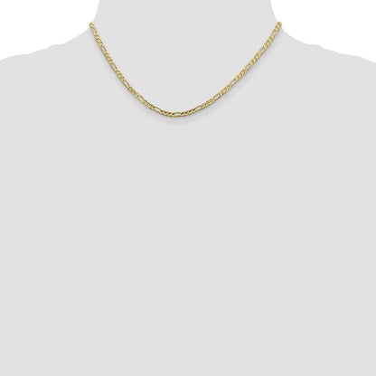 16 Inch 10K 3mm Flat Figaro Chain Necklace