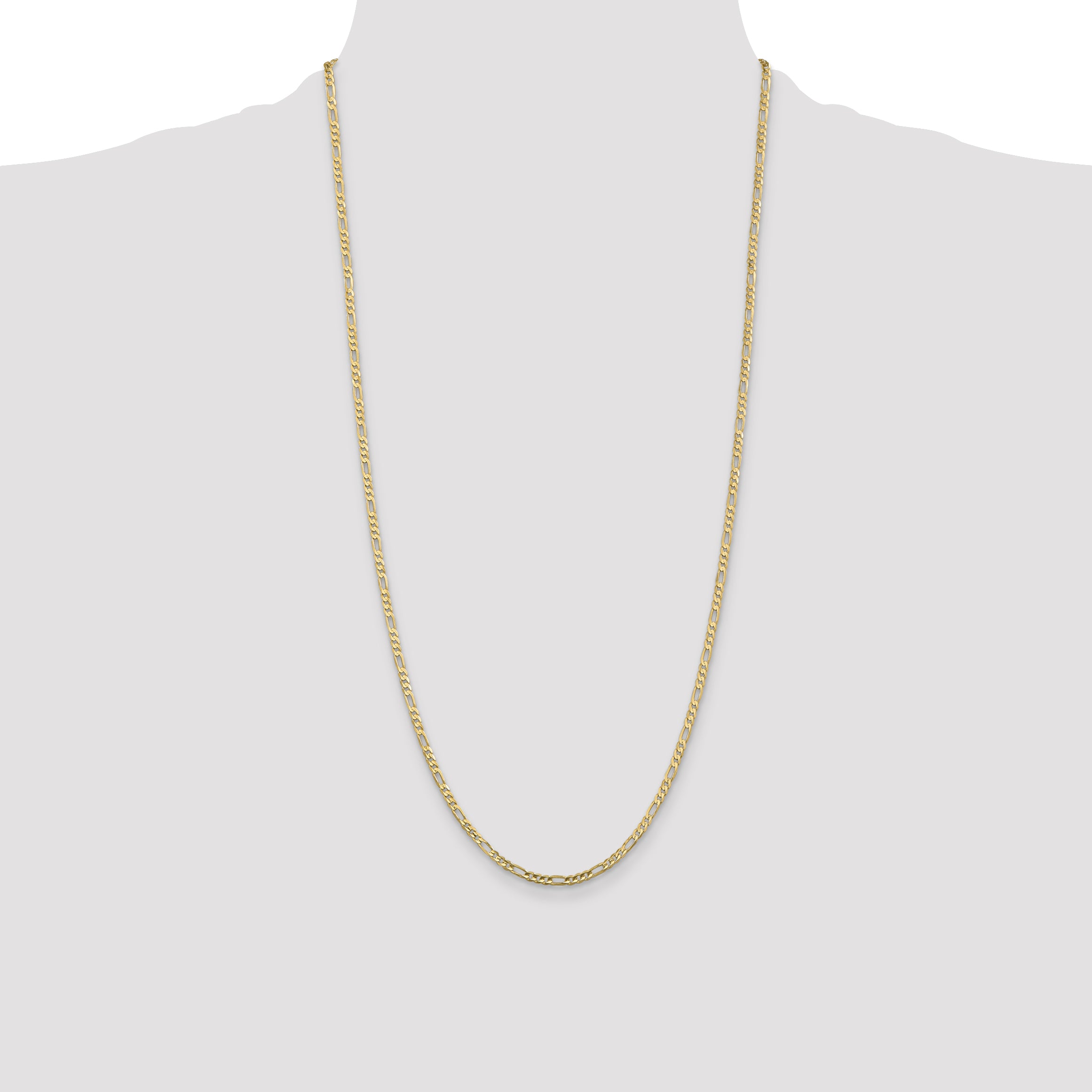 10K Yellow Gold 10K 3mm Flat Figaro Chain