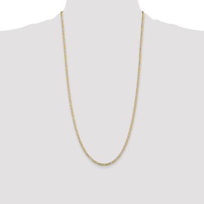 10K Yellow Gold 10K 3mm Flat Figaro Chain
