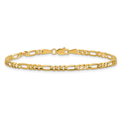 10K Yellow Gold 3mm Flat Figaro Chain Anklet