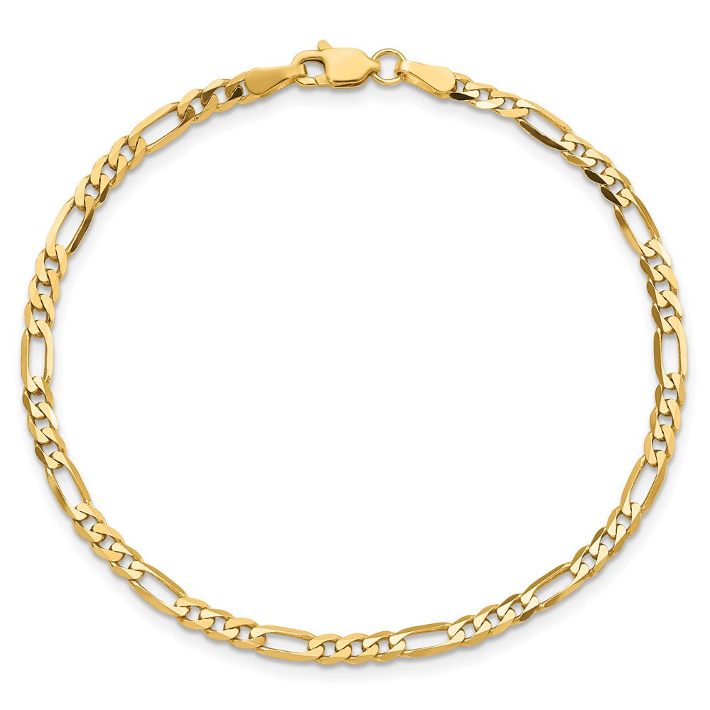 10K Yellow Gold 3mm Flat Figaro Chain Anklet