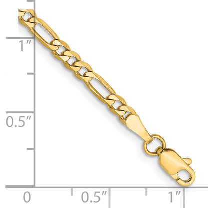 7 Inch 10K 3mm Flat Figaro Chain
