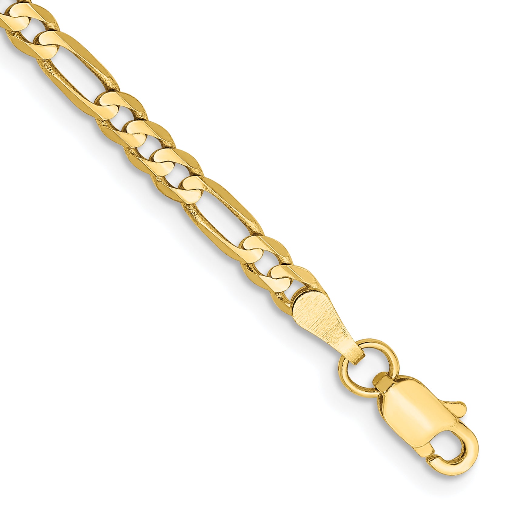 10K Yellow Gold 10K 3mm Flat Figaro Chain
