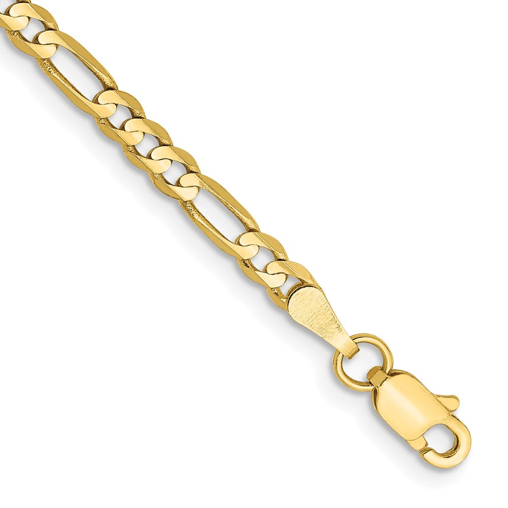 10K Yellow Gold 3mm Flat Figaro Chain Anklet