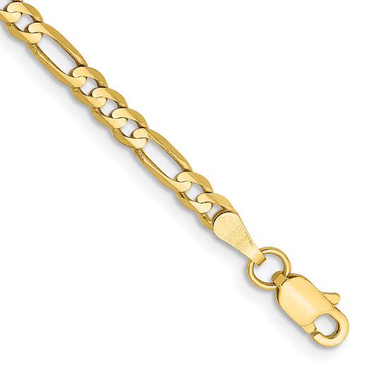 10K Yellow Gold 10K 3mm Flat Figaro Chain
