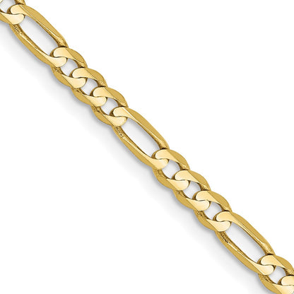 16 Inch 10K 3mm Flat Figaro Chain Necklace