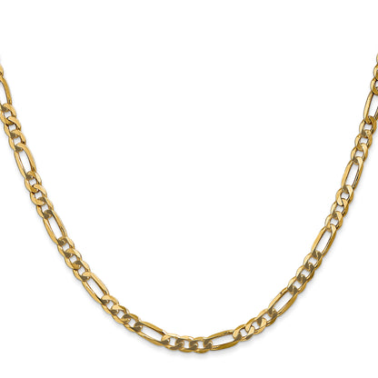 10K Yellow Gold 10K 4mm Flat Figaro Chain