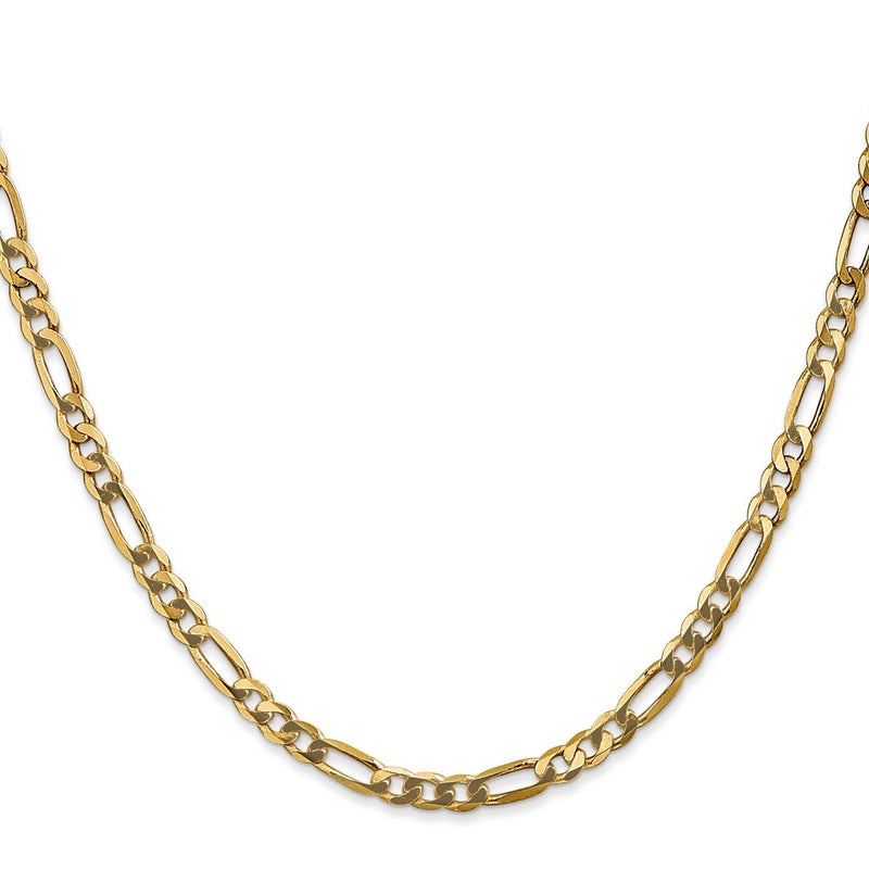 10K Yellow Gold 4mm Flat Figaro Chain Necklace