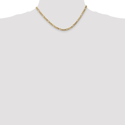 10K Yellow Gold 10K 4mm Flat Figaro Chain