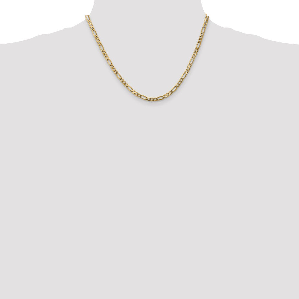10K Yellow Gold 4mm Flat Figaro Chain Necklace