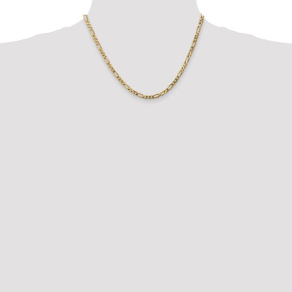 10K Yellow Gold 4mm Flat Figaro Chain Necklace