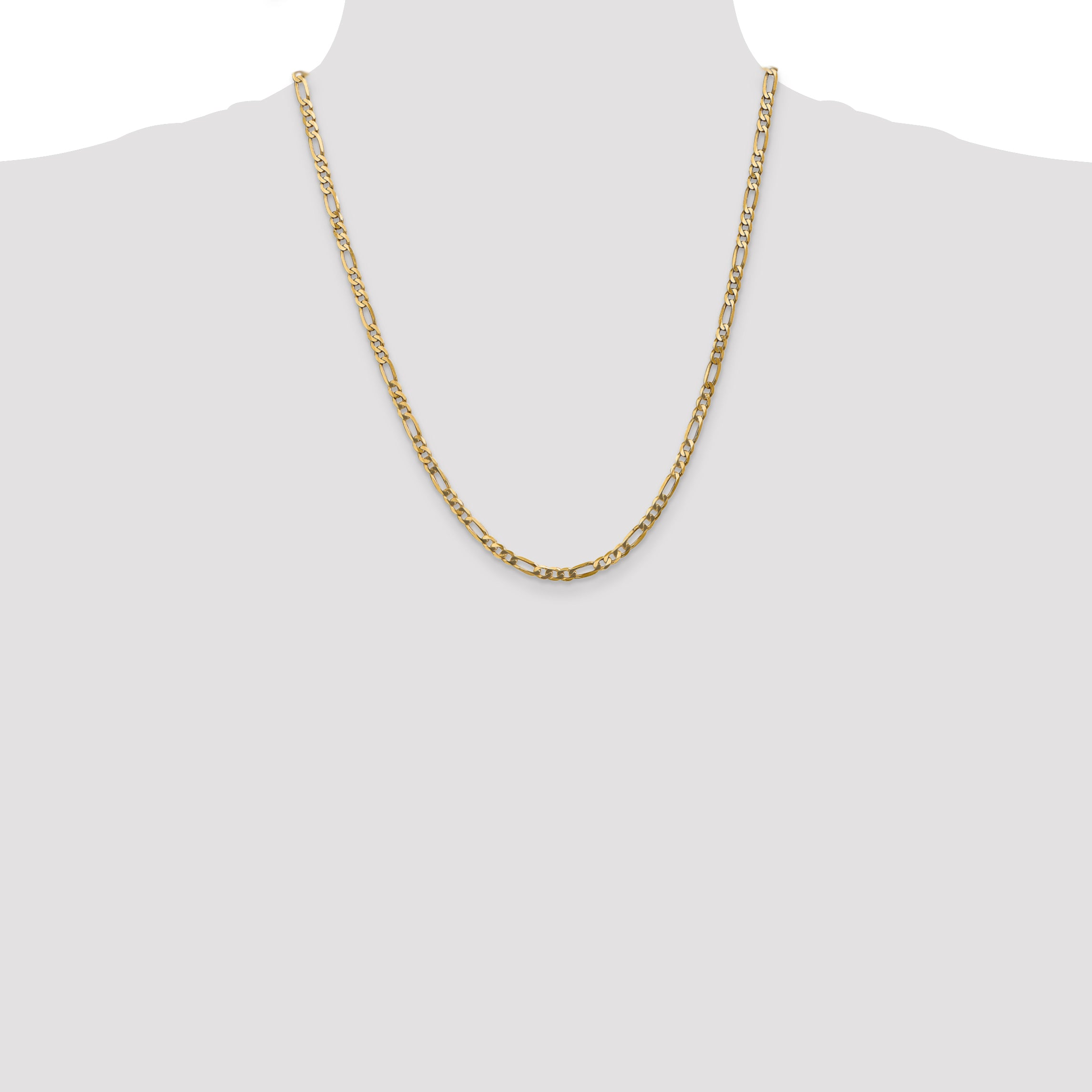 10K Yellow Gold 10K 4mm Flat Figaro Chain