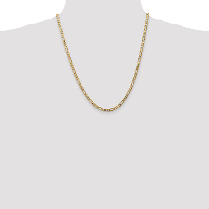10K Yellow Gold 10K 4mm Flat Figaro Chain