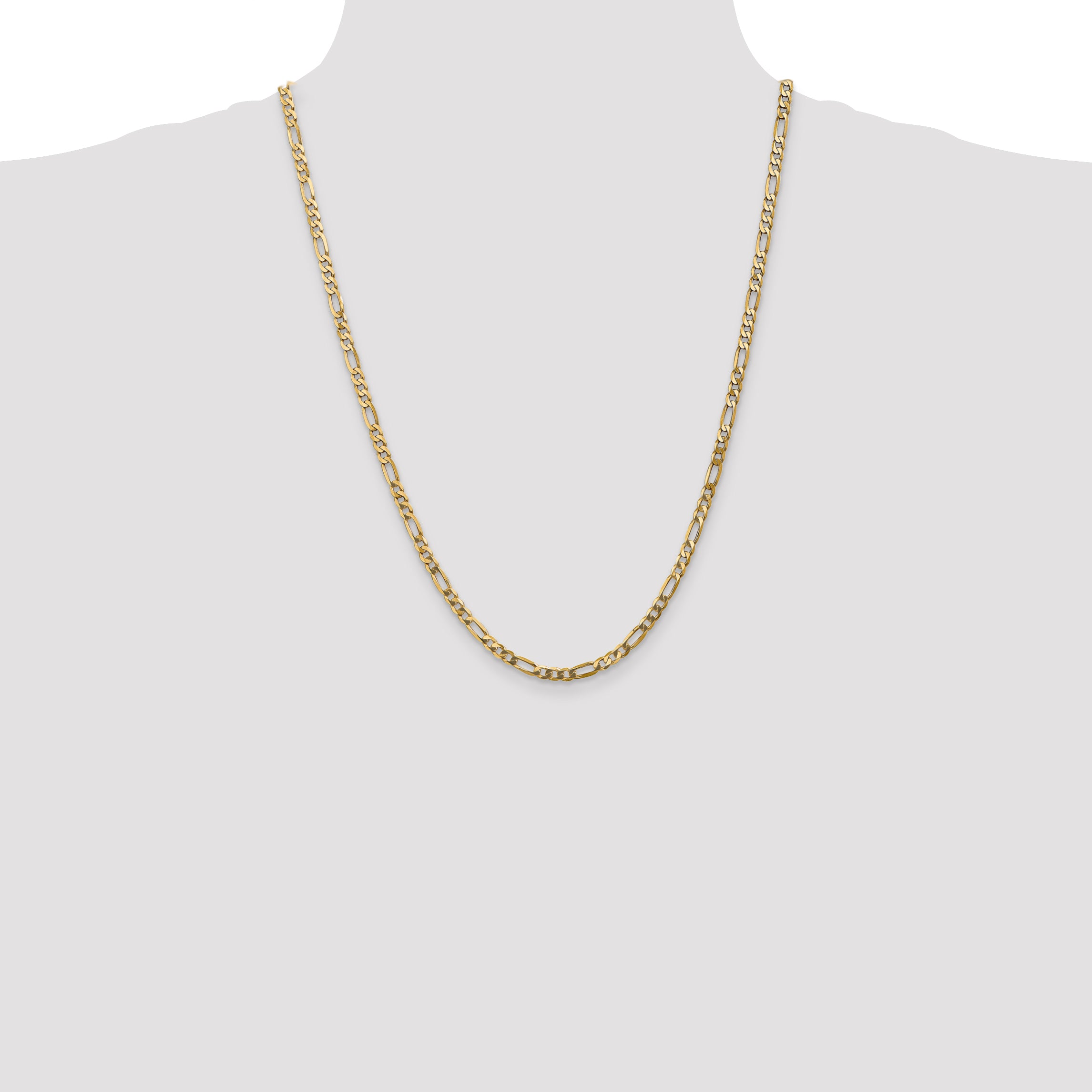 10K Yellow Gold 10K 4mm Flat Figaro Chain